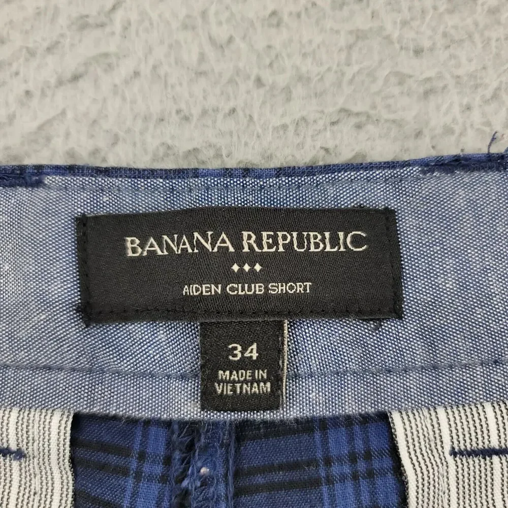 Banana Republic Shorts Mens 34 Blue Plaid Aiden Club Short Outdoors Faded Casual